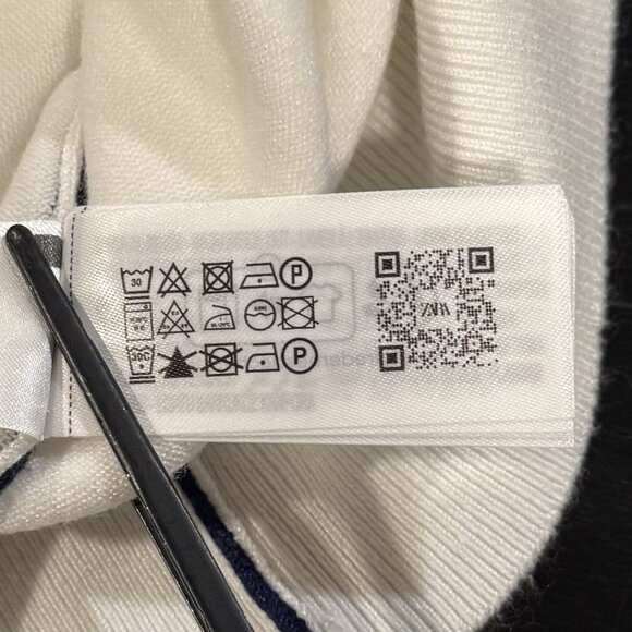 NWT Zara Sleeveless Top Stretch Knit Preppy Nautical White Navy Women’s Small - Picture 7 of 9